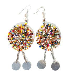 Maasai beaded earrings with dangle chain (small)